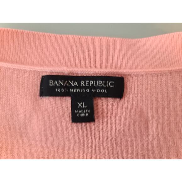 Banana Republic coral peach long sleeve merino wool v-neck sweater - XL - Picture 3 of 5